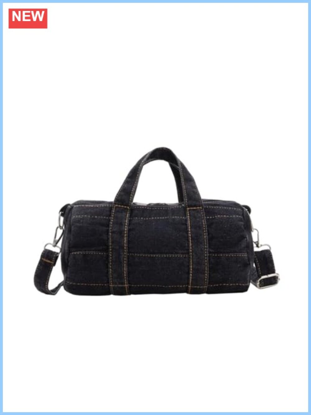 Denim Barrel Crossbody Satchel Handbag Top Handle Shoulder Bag